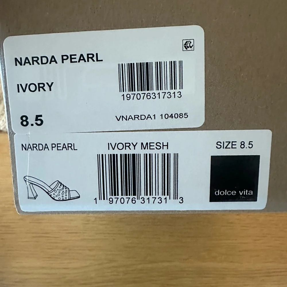 Dolce Vita Cream Mules with Pearl Embellishments - Picture 4 of 4